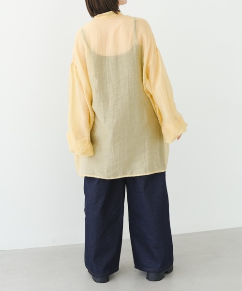 IROHANI(イロハニ)の「バンドカラーシアーシャツ(シャツ/ブラウス・レディース・ブラック/ライトグレー/パープル/イエロー・FREE)」の10枚目の写真