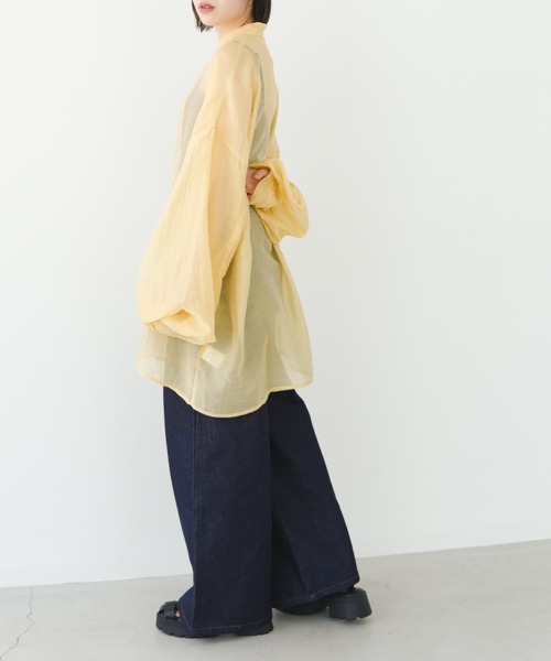 IROHANI(イロハニ)の「バンドカラーシアーシャツ(シャツ/ブラウス・レディース・ブラック/ライトグレー/パープル/イエロー・FREE)」の20枚目の写真