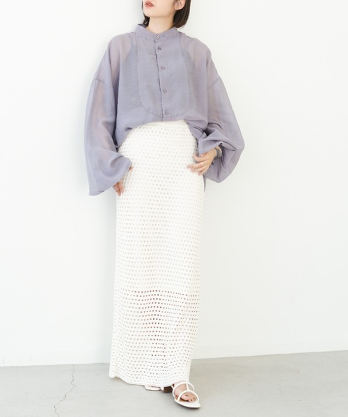 IROHANI(イロハニ)の「バンドカラーシアーシャツ(シャツ/ブラウス・レディース・ブラック/ライトグレー/パープル/イエロー・FREE)」の17枚目の写真