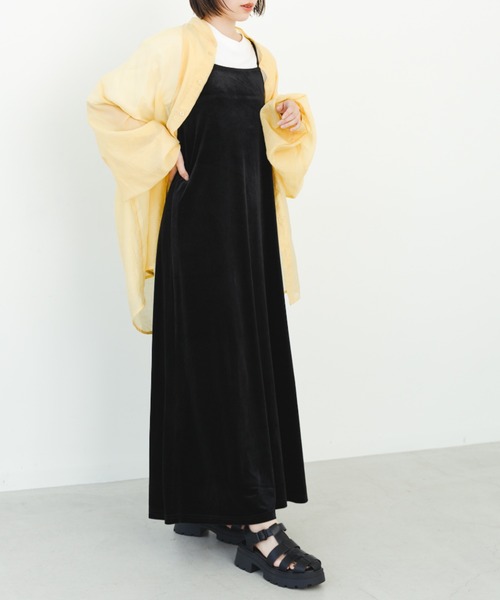 IROHANI(イロハニ)の「バンドカラーシアーシャツ(シャツ/ブラウス・レディース・ブラック/ライトグレー/パープル/イエロー・FREE)」の6枚目の写真