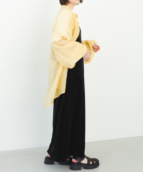 IROHANI(イロハニ)の「バンドカラーシアーシャツ(シャツ/ブラウス・レディース・ブラック/ライトグレー/パープル/イエロー・FREE)」の11枚目の写真