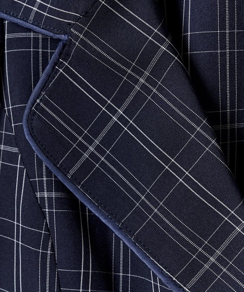 REDYAZEL（レディアゼル）の「チェックパイピングショートジャケット（スーツジャケット・レディース・オレンジ/ネイビー/サックスブルー・FREE）」の12枚目の写真