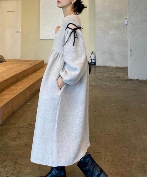 【セール】袖カットアウトデザインフレアワンピース（ワンピース）｜N.s（エヌドットエス）