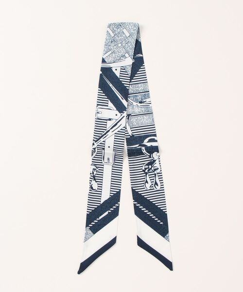 Q（キュー）の「ボーダーナロースカーフ（バンダナ/スカーフ・レディース・ネイビー系/オレンジ系・ONE SIZE）」の3枚目の写真