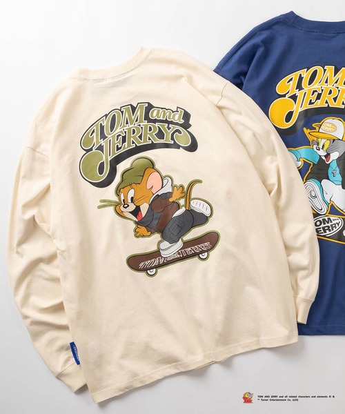 【TOM&JERRY/トムとジェリー】バックプリント 9分袖 BIGシルエットTシャツ