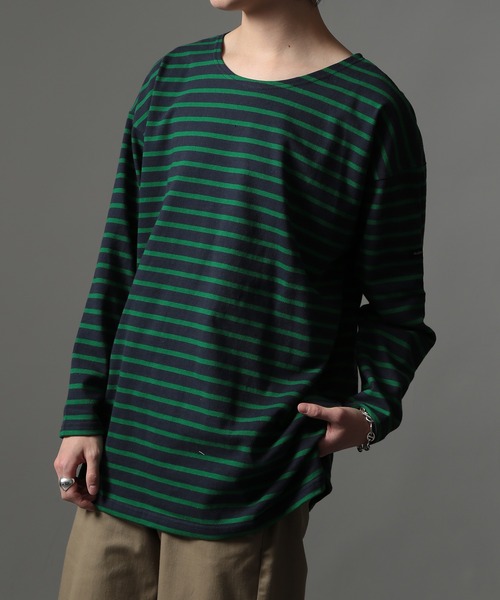 SETUP7(セットアップセブン)の「【SETUP7】オーバーサイズボーダーカットソー GUILDO RA ライク Shirt バスクシャツ(Tシャツ/カットソー・メンズ・ネイビー系1/ブラック系その他2/ブラウン/ブラック系1/レッド/ネイビー系2/ブルー・L/M)」の1枚目の写真