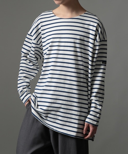SETUP7(セットアップセブン)の「【SETUP7】オーバーサイズボーダーカットソー GUILDO RA ライク Shirt バスクシャツ(Tシャツ/カットソー・メンズ・ネイビー系1/ブラック系その他2/ブラウン/ブラック系1/レッド/ネイビー系2/ブルー・L/M)」の5枚目の写真