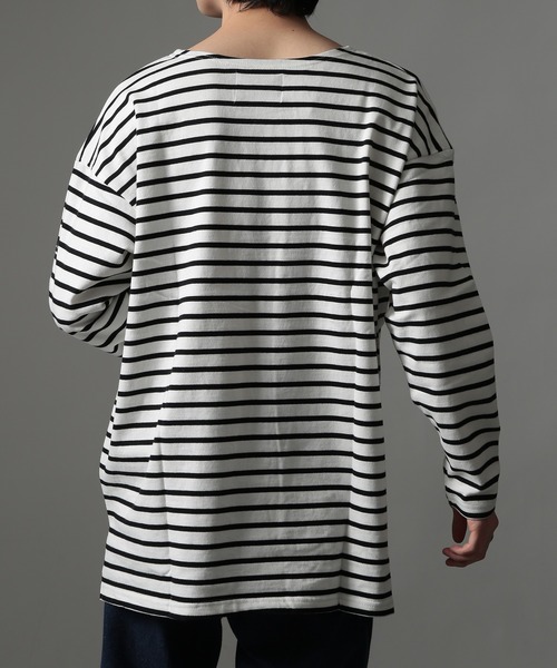 SETUP7(セットアップセブン)の「【SETUP7】オーバーサイズボーダーカットソー GUILDO RA ライク Shirt バスクシャツ(Tシャツ/カットソー・メンズ・ネイビー系1/ブラック系その他2/ブラウン/ブラック系1/レッド/ネイビー系2/ブルー・L/M)」の9枚目の写真
