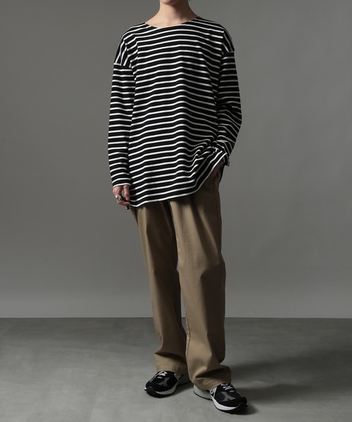 SETUP7(セットアップセブン)の「【SETUP7】オーバーサイズボーダーカットソー GUILDO RA ライク Shirt バスクシャツ(Tシャツ/カットソー・メンズ・ネイビー系1/ブラック系その他2/ブラウン/ブラック系1/レッド/ネイビー系2/ブルー・L/M)」の16枚目の写真