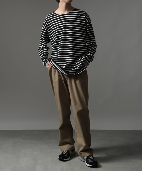 SETUP7(セットアップセブン)の「【SETUP7】オーバーサイズボーダーカットソー GUILDO RA ライク Shirt バスクシャツ(Tシャツ/カットソー・メンズ・ネイビー系1/ブラック系その他2/ブラウン/ブラック系1/レッド/ネイビー系2/ブルー・L/M)」の15枚目の写真