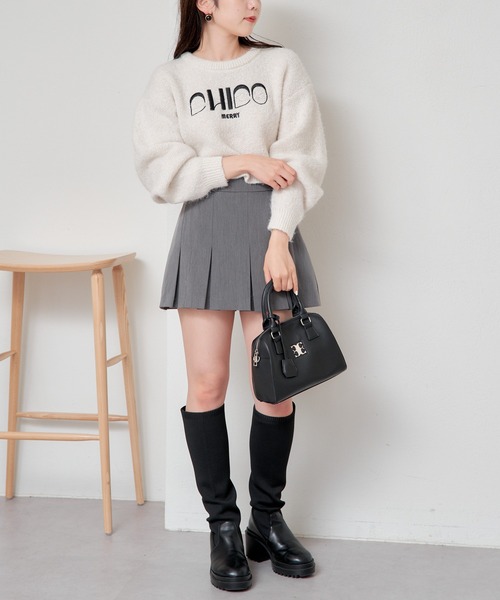 Chiko ニット ダブルフォックス ロゴ刺繍 グレー 美品 L 灰 Chiko ニット ダブルフォックス ロゴ刺繍 グレー 美品 L 灰