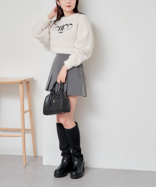 Chiko ニット ダブルフォックス ロゴ刺繍 グレー 美品 L 灰 メニ―ロゴ刺繍ニット(M IVORY): トップス｜PMbox P&M OFFICIAL
