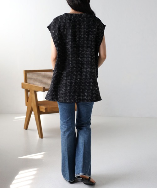 ゴールドボタンツイードベスト　ブラック セール】厚手ツイード金ボタンベスト（ベスト）｜coca（coca