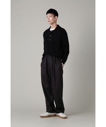 マーガレットハウエル　フォックスブラザーズ　フランネル　ワイドパンツ　Ⅰ 黒 マーガレットハウエルフォックスブラザーズフランネルワイド