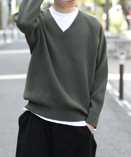SETUP7（セットアップセブン）の「men's FUDGE 掲載アイテム！【SETUP7】高密度ミリタリーVネックニット　TYPE FRENCH ARMY（ニット/セーター・メンズ・グレー/カーキ/ブラック・M/L）」の14枚目の写真