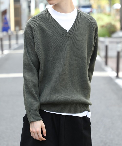 SETUP7（セットアップセブン）の「men's FUDGE 掲載アイテム！【SETUP7】高密度ミリタリーVネックニット　TYPE FRENCH ARMY（ニット/セーター・メンズ・グレー/カーキ/ブラック・M/L）」の15枚目の写真