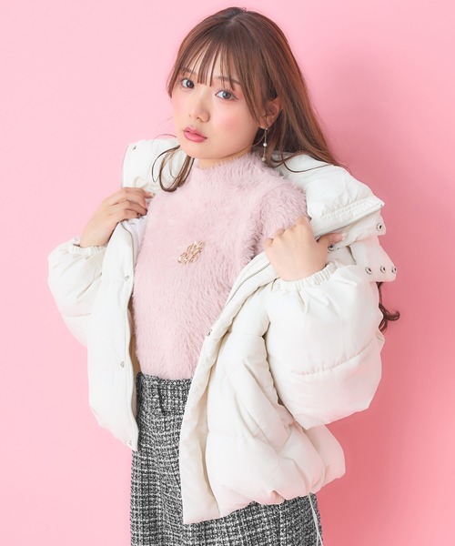 INGNI（イング）の「BIGフードエコダウン（ダウンジャケット/コート・レディース・ブラック/オフホワイト/ライトピンク/ライトベージュ/チャコールグレー・M）」の2枚目の写真