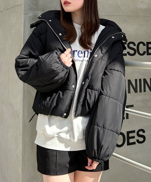 INGNI（イング）の「BIGフードエコダウン（ダウンジャケット/コート・レディース・ブラック/オフホワイト/ライトピンク/ライトベージュ/チャコールグレー・M）」の19枚目の写真