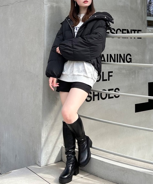 INGNI（イング）の「BIGフードエコダウン（ダウンジャケット/コート・レディース・ブラック/オフホワイト/ライトピンク/ライトベージュ/チャコールグレー・M）」の21枚目の写真