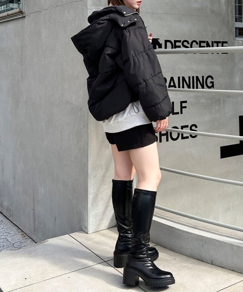 INGNI（イング）の「BIGフードエコダウン（ダウンジャケット/コート・レディース・ブラック/オフホワイト/ライトピンク/ライトベージュ/チャコールグレー・M）」の22枚目の写真