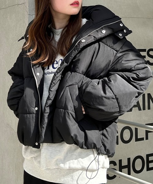 INGNI（イング）の「BIGフードエコダウン（ダウンジャケット/コート・レディース・ブラック/オフホワイト/ライトピンク/ライトベージュ/チャコールグレー・M）」の18枚目の写真