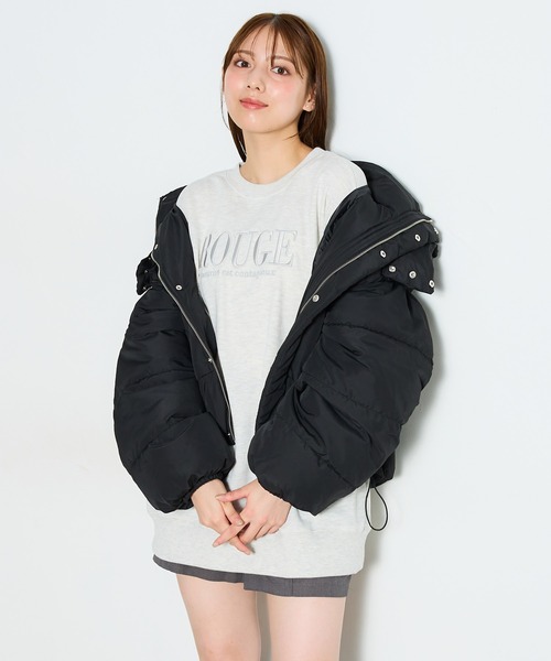 INGNI（イング）の「BIGフードエコダウン（ダウンジャケット/コート・レディース・ブラック/オフホワイト/ライトピンク/ライトベージュ/チャコールグレー・M）」の16枚目の写真