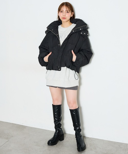 INGNI（イング）の「BIGフードエコダウン（ダウンジャケット/コート・レディース・ブラック/オフホワイト/ライトピンク/ライトベージュ/チャコールグレー・M）」の17枚目の写真