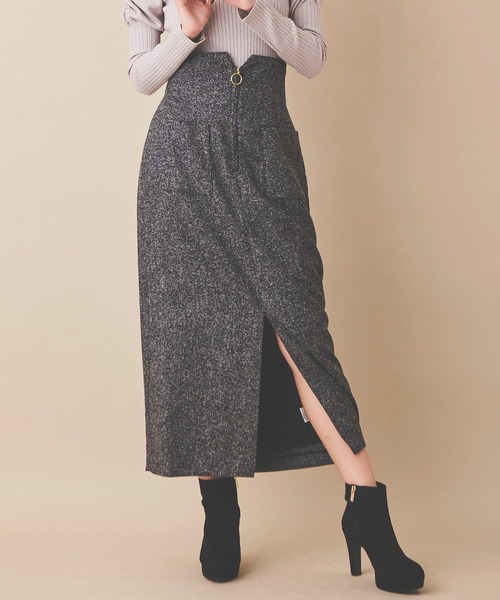 31 Sons de mode（トランテアン　ソン　ドゥ　モード）の「ハイウエストタイトスカート（スカート・レディース・ベージュ/ライトグリーン/グレー・38/36）」の2枚目の写真