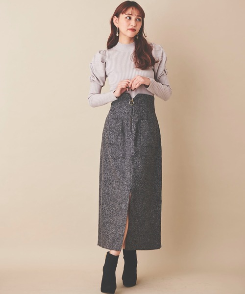 31 Sons de mode（トランテアン　ソン　ドゥ　モード）の「ハイウエストタイトスカート（スカート・レディース・ベージュ/ライトグリーン/グレー・38/36）」の11枚目の写真