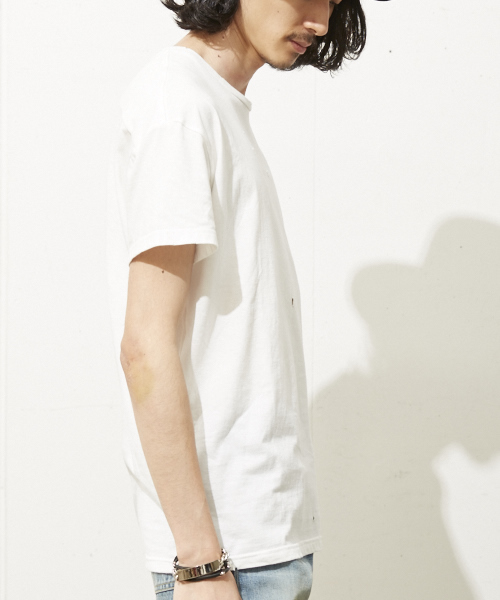 DIET BUTCHER（ダイエットブッチャー）の「DIET BUTCHER SLIM SKIN ルーズフィットダメージＴシャツ（Tシャツ/カットソー・メンズ・ホワイト/ブラック/カーキ・FREE）」の7枚目の写真
