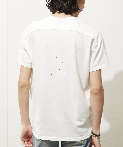 DIET BUTCHER（ダイエットブッチャー）の「DIET BUTCHER SLIM SKIN ルーズフィットダメージＴシャツ（Tシャツ/カットソー・メンズ・ホワイト/ブラック/カーキ・FREE）」の6枚目の写真