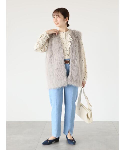 Te chichi TERRASSE（テチチテラス）の「ファーベスト（ベスト・レディース・ベージュ/オフホワイト・F）」の4枚目の写真