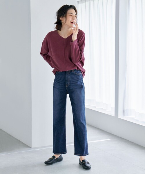 ANY(エニィ)の「【洗濯機可能】Vネックニットソー(Tシャツ/カットソー・レディース・ライトグレー系/ワイン系/グリーン系/アイボリー系・F)」の20枚目の写真