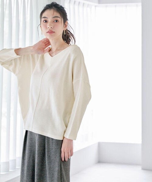 ANY(エニィ)の「【洗濯機可能】Vネックニットソー(Tシャツ/カットソー・レディース・ライトグレー系/ワイン系/グリーン系/アイボリー系・F)」の21枚目の写真