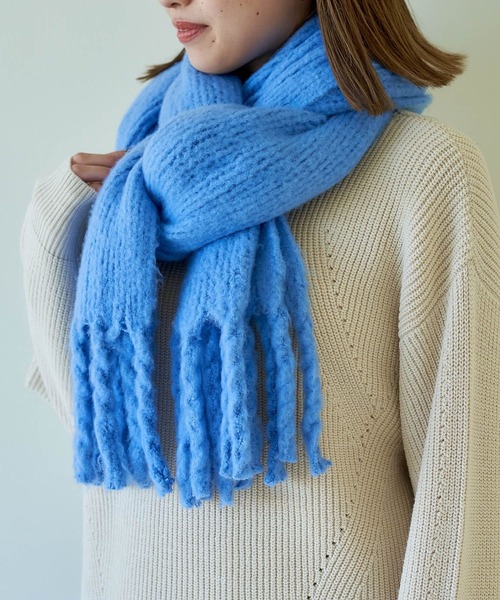 studio CLIP（スタディオクリップ）の「やわらか太フリンジストール（ストール/ショール・レディース・ライトグリーン/オレンジ/モカ/アイボリー/パープル/ブルー・FREE）」の5枚目の写真