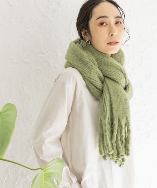 studio CLIP（スタディオクリップ）の「やわらか太フリンジストール（ストール/ショール・レディース・ライトグリーン/オレンジ/モカ/アイボリー/パープル/ブルー・FREE）」の7枚目の写真