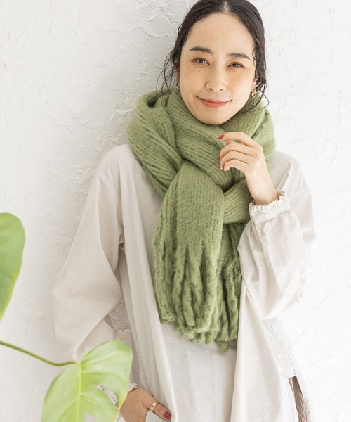 studio CLIP（スタディオクリップ）の「やわらか太フリンジストール（ストール/ショール・レディース・ライトグリーン/オレンジ/モカ/アイボリー/パープル/ブルー・FREE）」の8枚目の写真