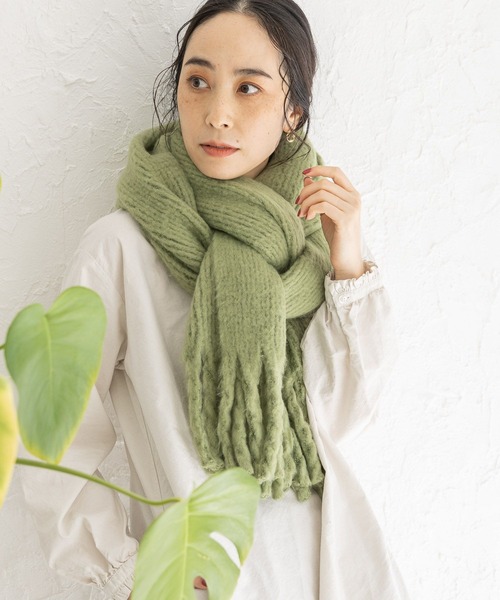 studio CLIP（スタディオクリップ）の「やわらか太フリンジストール（ストール/ショール・レディース・ライトグリーン/オレンジ/モカ/アイボリー/パープル/ブルー・FREE）」の9枚目の写真