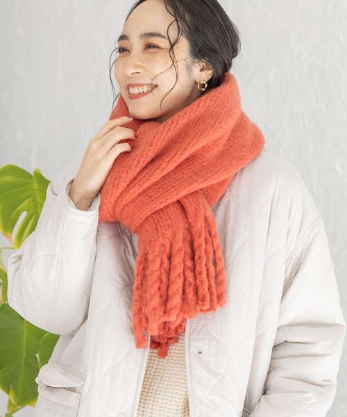 studio CLIP（スタディオクリップ）の「やわらか太フリンジストール（ストール/ショール・レディース・ライトグリーン/オレンジ/モカ/アイボリー/パープル/ブルー・FREE）」の10枚目の写真