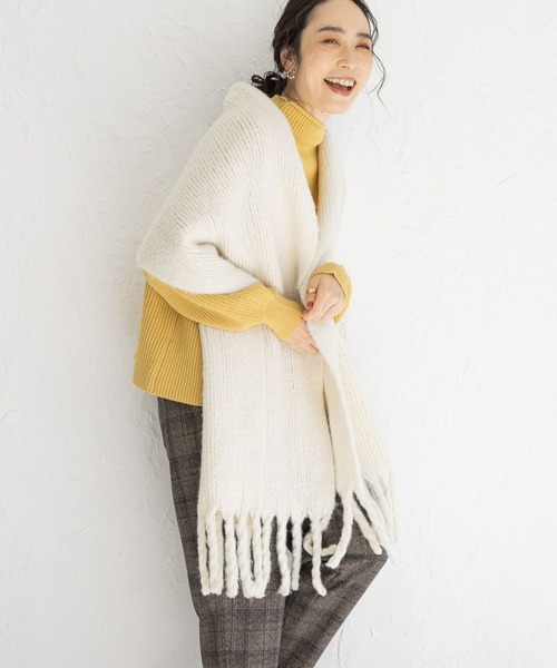 studio CLIP（スタディオクリップ）の「やわらか太フリンジストール（ストール/ショール・レディース・ライトグリーン/オレンジ/モカ/アイボリー/パープル/ブルー・FREE）」の16枚目の写真
