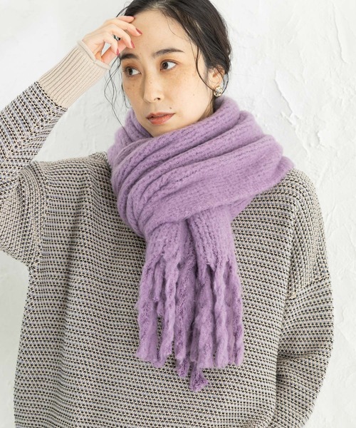 studio CLIP（スタディオクリップ）の「やわらか太フリンジストール（ストール/ショール・レディース・ライトグリーン/オレンジ/モカ/アイボリー/パープル/ブルー・FREE）」の21枚目の写真