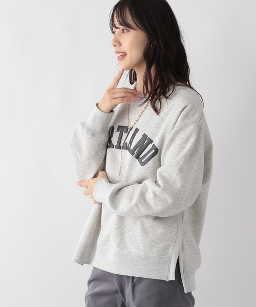 GLOBAL WORK（グローバルワーク）の「お手入れらくらく裏起毛スウェット/906284（スウェット・レディース・杢グレー/ホワイト系その他/ベージュ/ネイビー/スミクロ/アイボリー・MEDIUM/LARGE）」の4枚目の写真