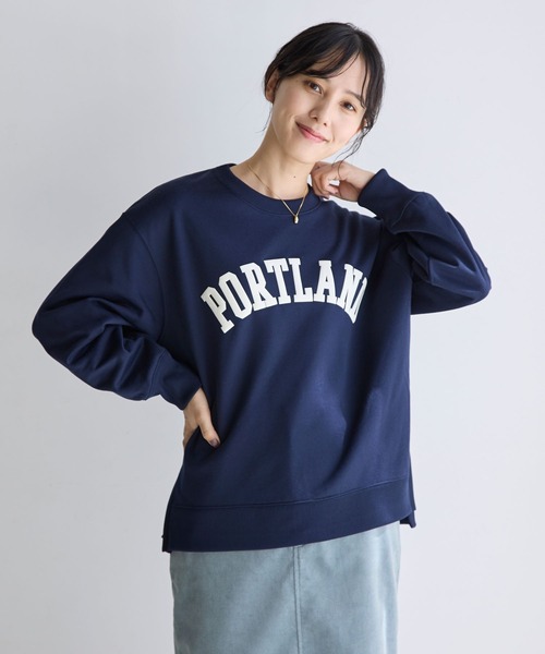 GLOBAL WORK（グローバルワーク）の「お手入れらくらく裏起毛スウェット/906284（スウェット・レディース・杢グレー/ホワイト系その他/ベージュ/ネイビー/スミクロ/アイボリー・MEDIUM/LARGE）」の6枚目の写真