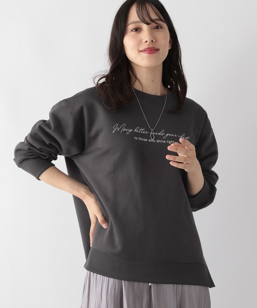 GLOBAL WORK（グローバルワーク）の「お手入れらくらく裏起毛スウェット/906284（スウェット・レディース・杢グレー/ホワイト系その他/ベージュ/ネイビー/スミクロ/アイボリー・MEDIUM/LARGE）」の3枚目の写真