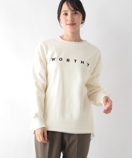 GLOBAL WORK（グローバルワーク）の「お手入れらくらく裏起毛スウェット/906284（スウェット・レディース・杢グレー/ホワイト系その他/ベージュ/ネイビー/スミクロ/アイボリー・MEDIUM/LARGE）」の19枚目の写真