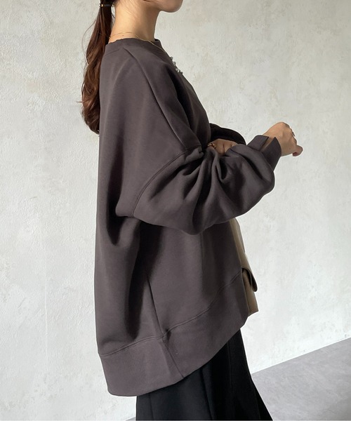 Thevon(ゼボン)の「パール×ネックロゴ裏起毛プルオーバー(Tシャツ/カットソー・レディース・チャコールグレー/オフホワイト/ライム・FREE)」の17枚目の写真