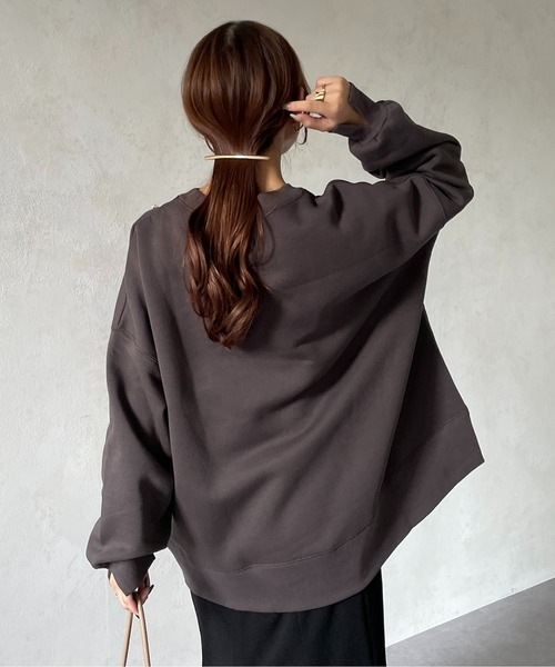 Thevon(ゼボン)の「パール×ネックロゴ裏起毛プルオーバー(Tシャツ/カットソー・レディース・チャコールグレー/オフホワイト/ライム・FREE)」の18枚目の写真