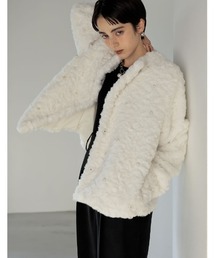 Re:EDIT | [2023-24 WINTER COLLECTION][MEISM by Re:EDIT]フェイクファーパールモチーフノーカラーコート(ノーカラージャケット)