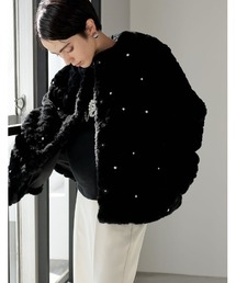 [2023-24 WINTER COLLECTION][MEISM by Re:EDIT]フェイクファーパールモチーフノーカラーコート