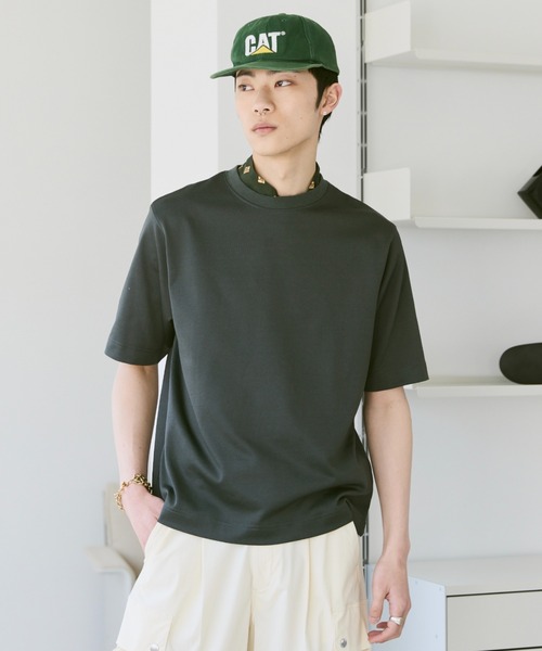soerte（ソエルテ）の「Basic box cotton blend tee/ベーシックボックスコットンブレンドT（Tシャツ/カットソー・メンズ・ブルー/チャコールグレー/ブラウン/ブラック/ホワイト・1/2/3）」の4枚目の写真